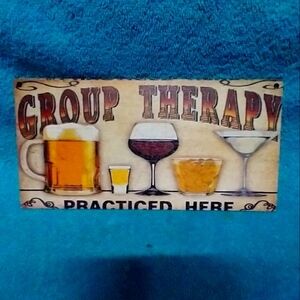 Group Therapy Bar Sign Wood Funny Humorous